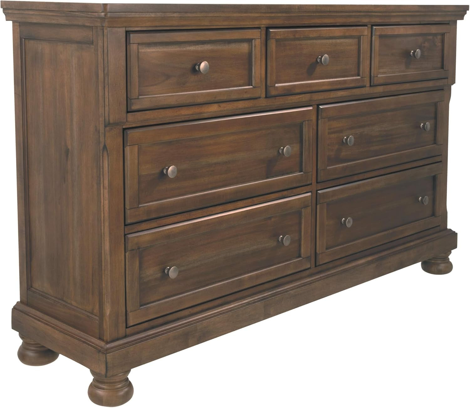 Flynnter Traditional 7 Drawer Dresser with Dovetial Construction, Tobacco Brown-0