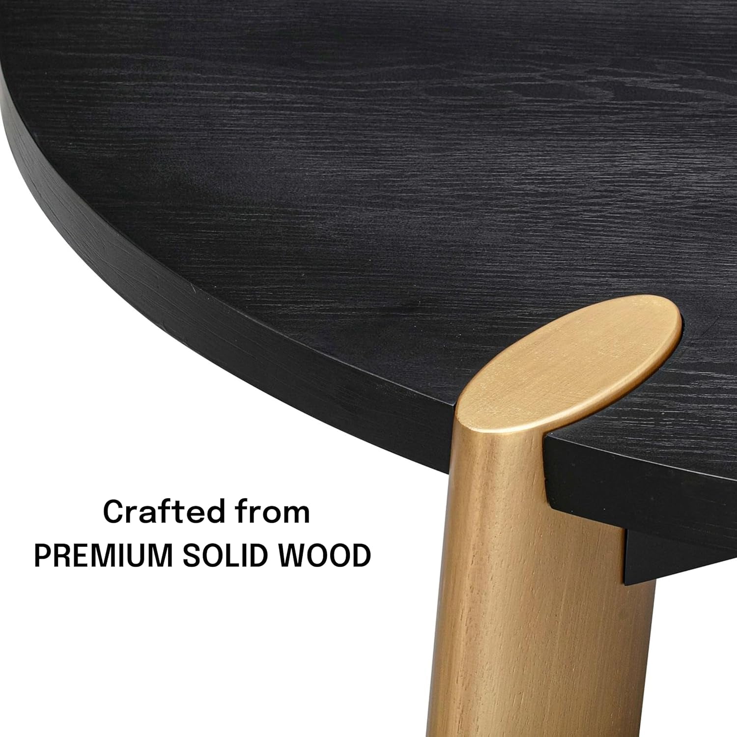 Tribase 47 Inch Modern Design, round Dinner Table for Dining Room, Living Room Furniture, Effortless Assembly, Burnt Black-2