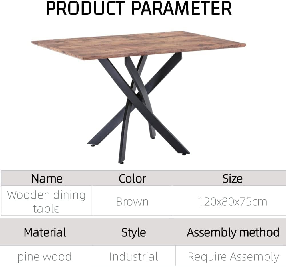 Modern Brown Wood Dining Table with Black Legs-1