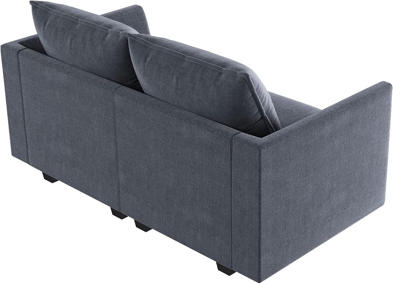 Bluish Grey Loveseat Modern, Fabric, Storage, Small Space-1