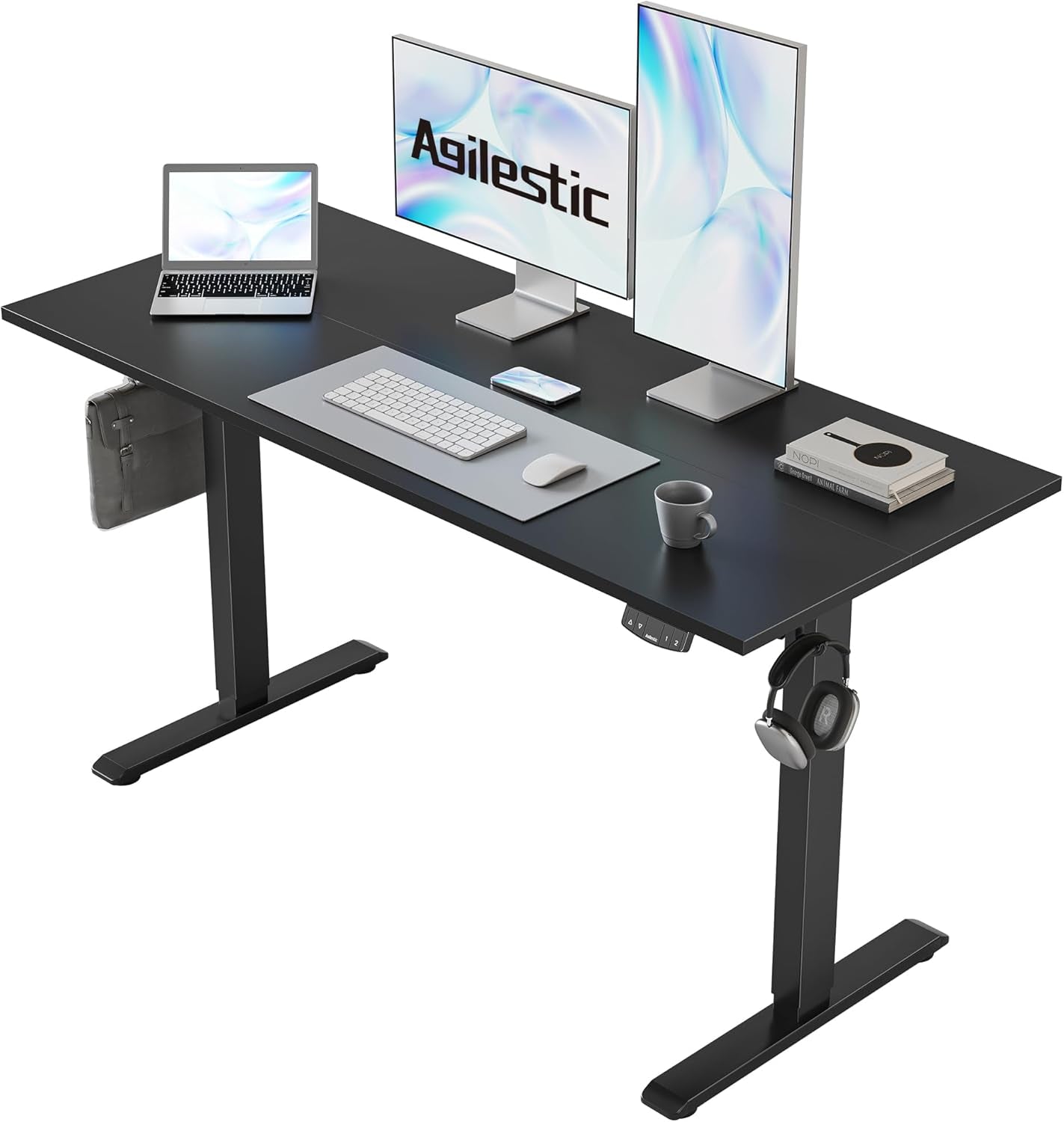 48" Black Electric Standing Desk Adjustable Height-1