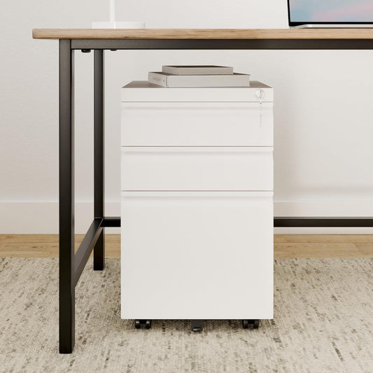 3 Drawer Mobile File Cabinet with Lock, under Desk Metal Filing Cabinet for Legal/Letter/A4 File, Fully Assembled except Wheels, White-1