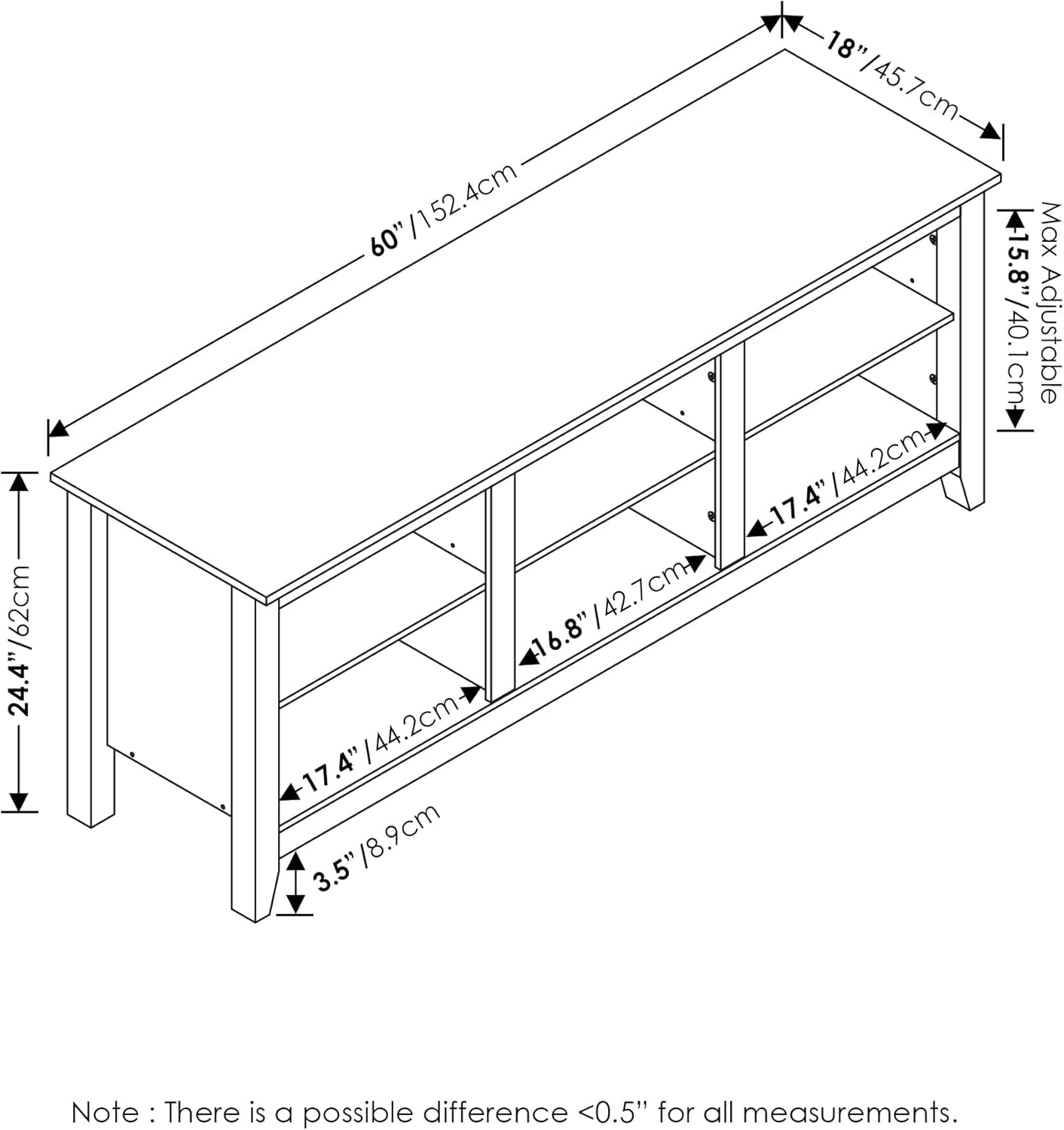 Jensen Entertainment Center for TV up to 65 Inch, 65-Inch, Solid White-2