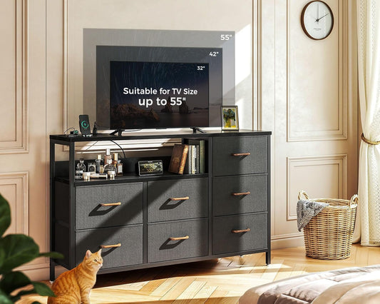 Dark Grey Dresser with Charging Station-0