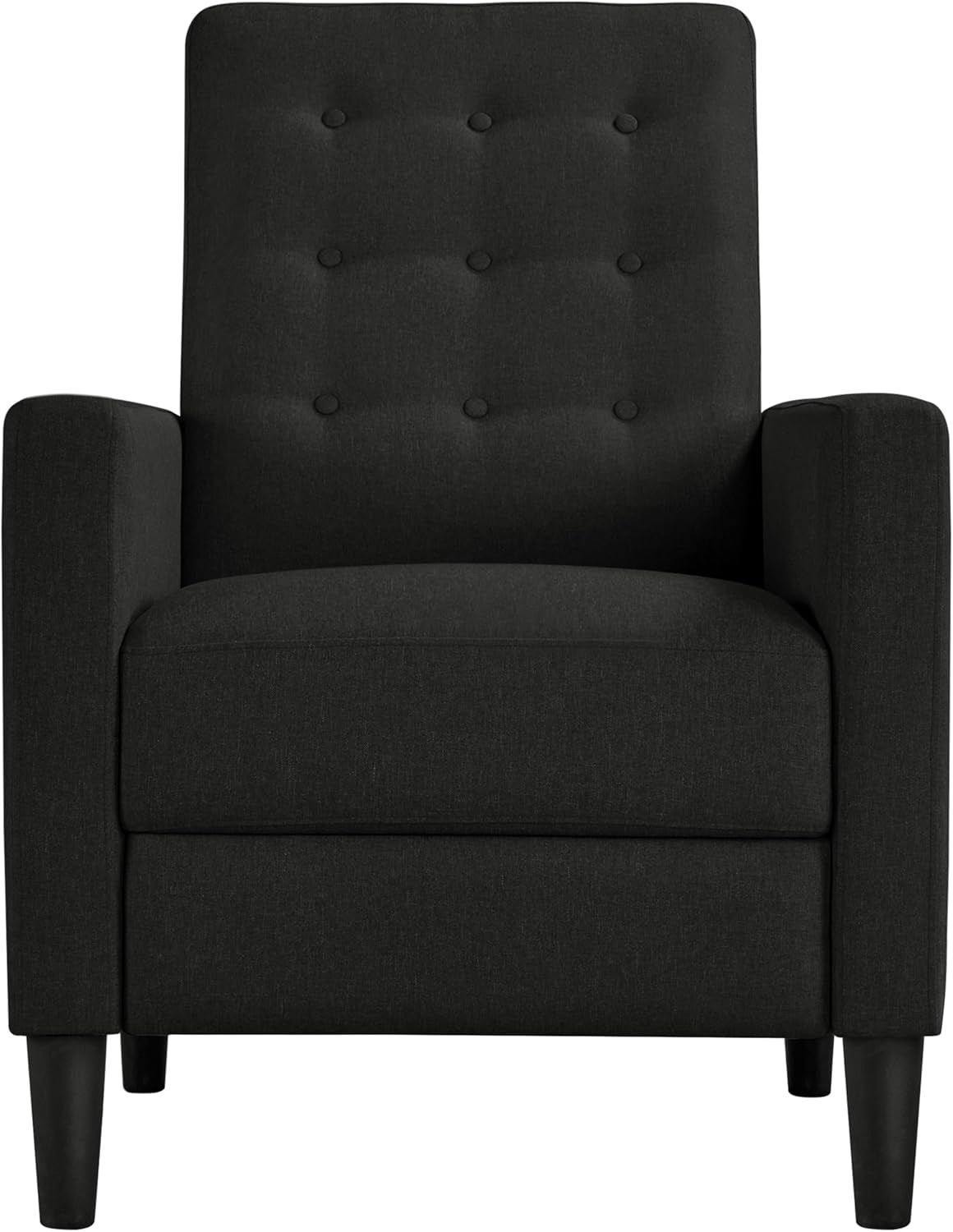 Fabric Recliner Chair Mid-Century Modern Recliner Adjustable Single Recliner Sofa with Thicker Seat Cushion Tufted Upholstered Sofa with Pocket Spring for Living Room Bedroom Black-0