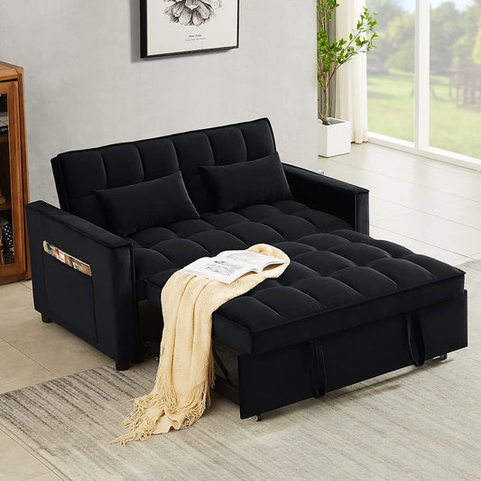 Velvet Sofa Bed with Adjustable Pull Out-0