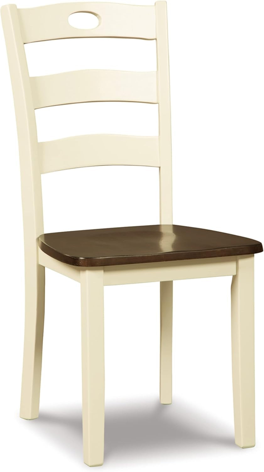 Woodanville 18" Cottage Ladderback Dining Chair, 2 Count, Cream & Brown-2