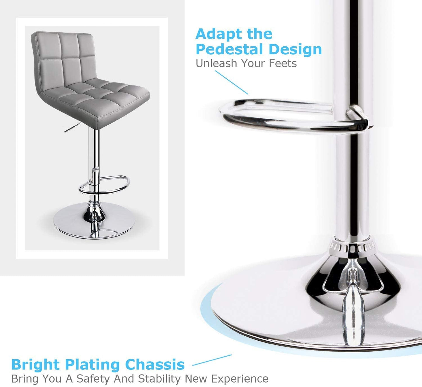 Leopard Print PU Leather Adjustable Swivel Bar Stool, Set of 2-3