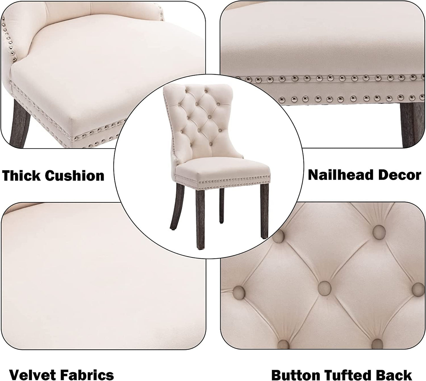 Dining Chairs Set of 6, Velvet Nikki Collection Dining Room Chair Upholstered Modern Luxury-3
