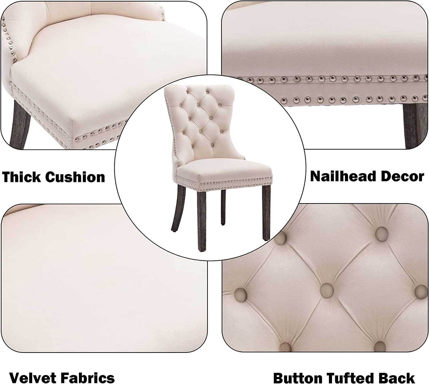 Dining Chairs Set of 6, Velvet Nikki Collection Dining Room Chair Upholstered Modern Luxury-3