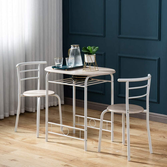 Small 3-Piece Wooden Kitchen Table and Chair Set-0