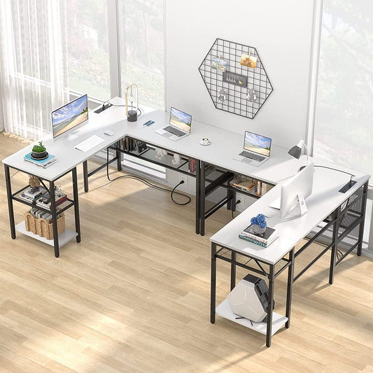 Modern L-Shaped Desk with Power & Storage-0