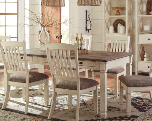 Bolanburg Farmhouse Dining Table with Drawers, Seats up to 6, Whitewash-1