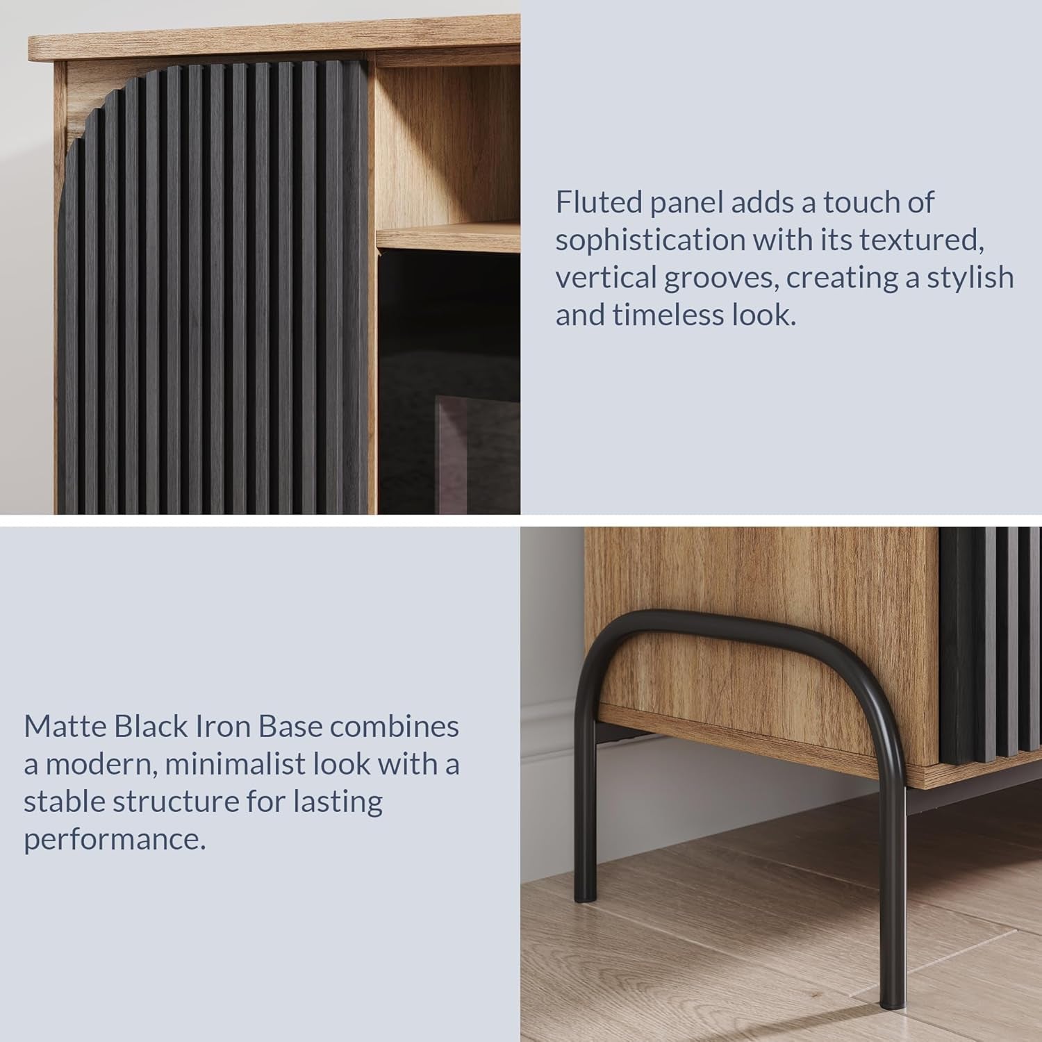 68" Fluted TV Stand with Fireplace for 75" TV-4