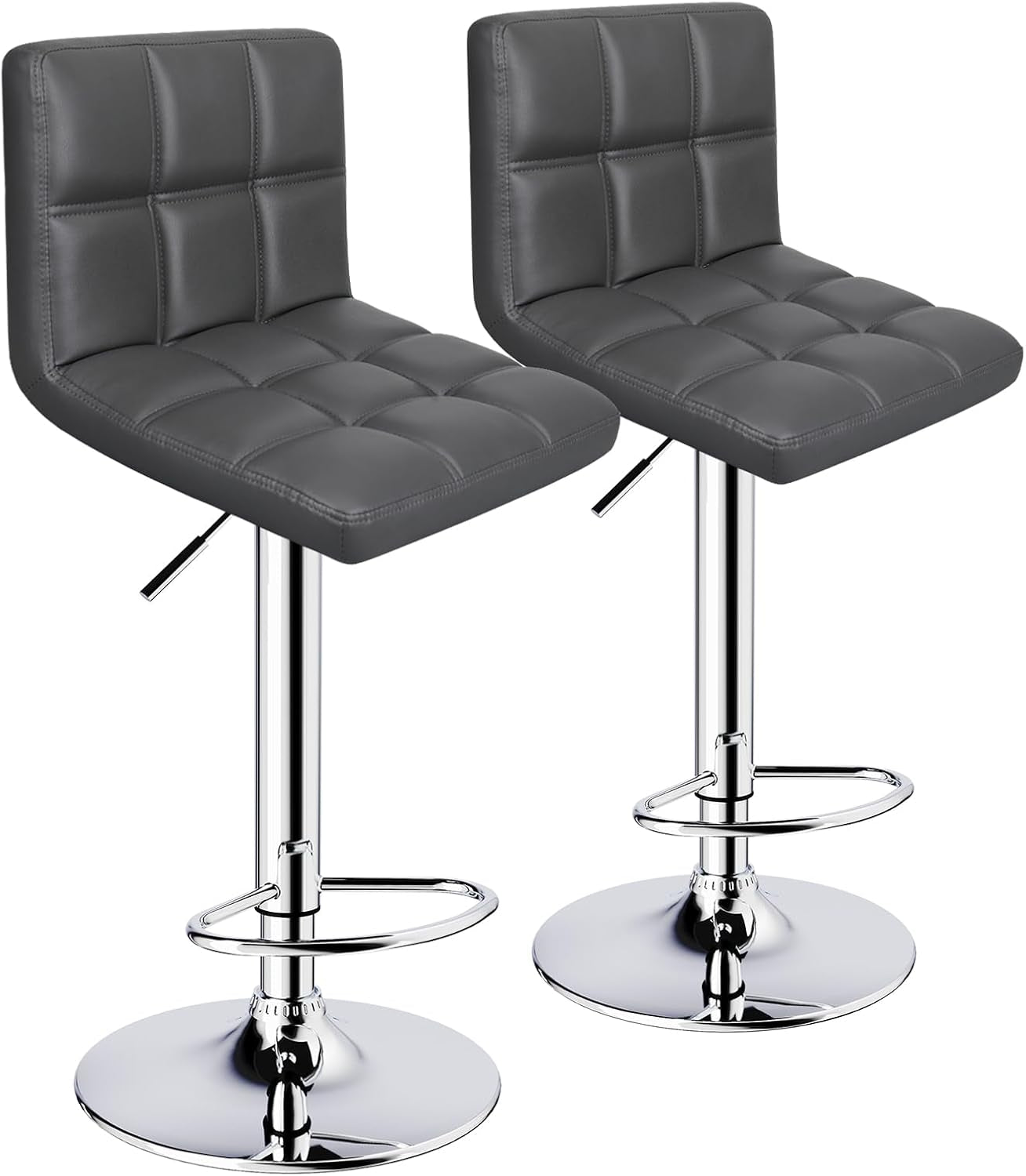 Grey Adjustable Swivel Bar Stools (Set of 2)-3