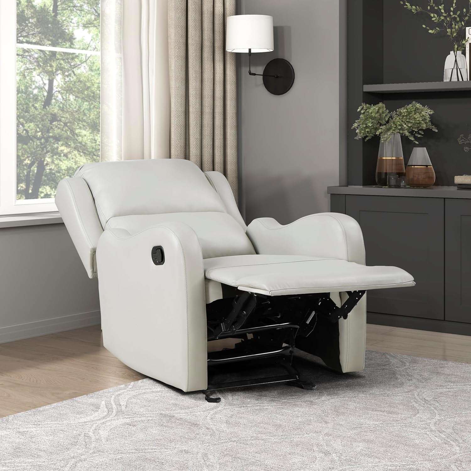 Recliner Chair Living Room Reclining Sofa Chair, Home Theater Seating Modern Recliner, Manual Recliner Sofa Chair for Living Room/Office/Apartment, Glider Recliner, Taupe-0