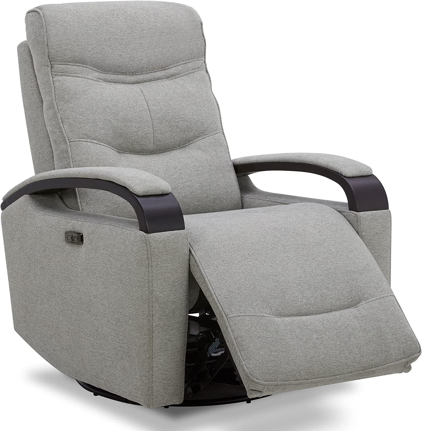 Fabric Power Swivel Glider Rocker Recliner Chair (Light Grey)-0