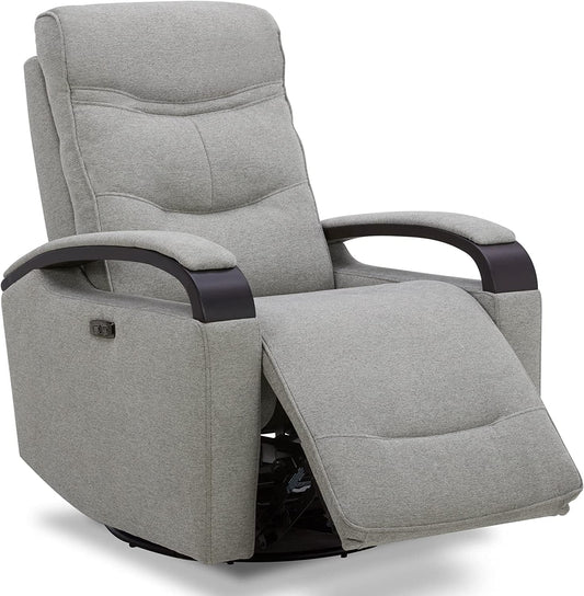 Fabric Power Swivel Glider Rocker Recliner Chair (Light Grey)-0