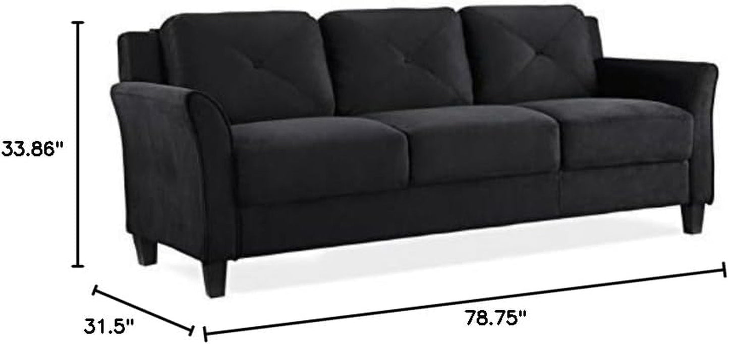 2 Piece Living Room Sofa and Loveseat Set in Black-1
