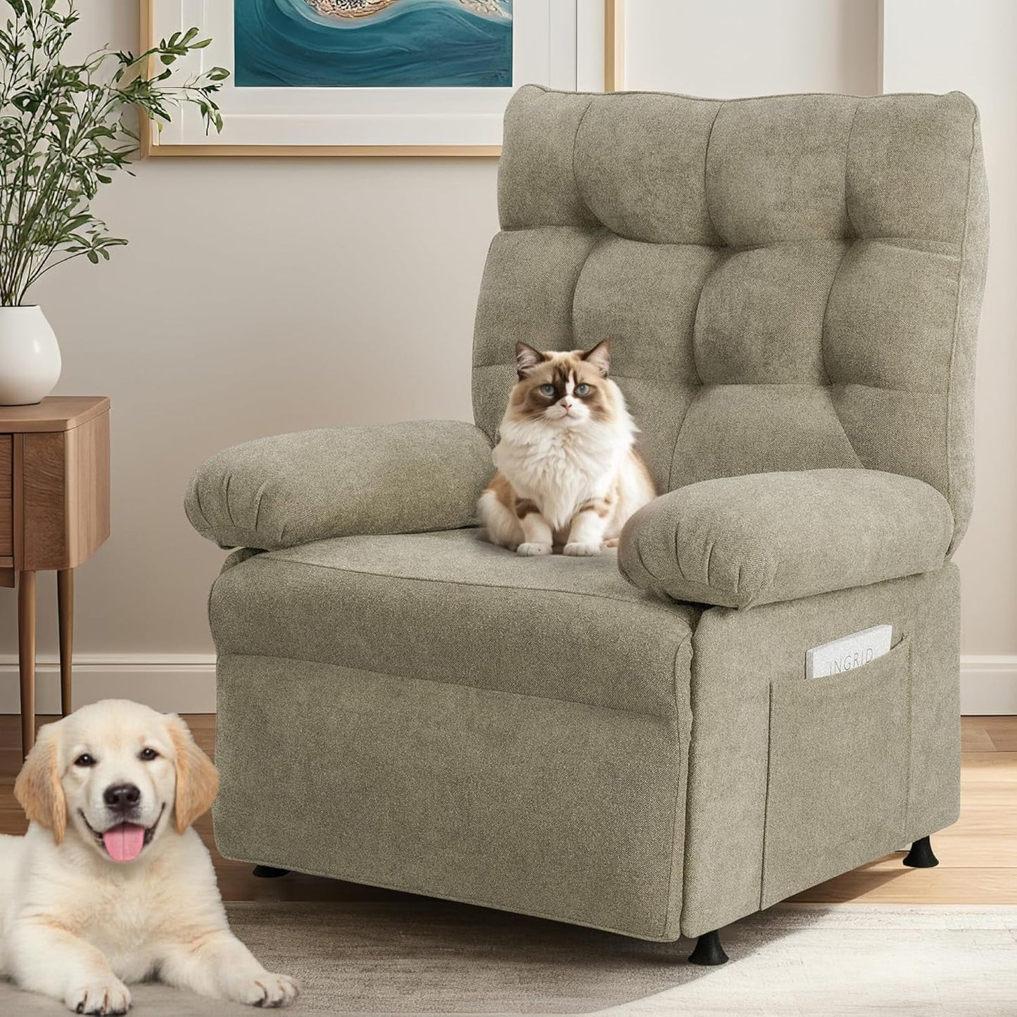 XS1 Dual Motor Power Recliner Chair - Independent Foot&Backrest Control, Electric Reclining Sofa W/Infinite Position Adjustment, Living Room, Taupe-0