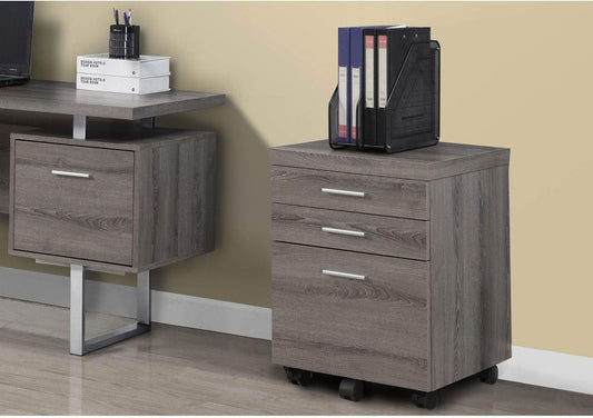 3 Drawer File Cabinet - Filing Cabinet (Dark Taupe)-1