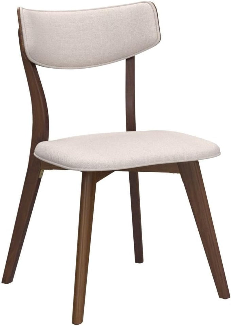 Mid-Century Walnut Finished Frame Dining Chairs (Set of 2) (Light Beige)-2