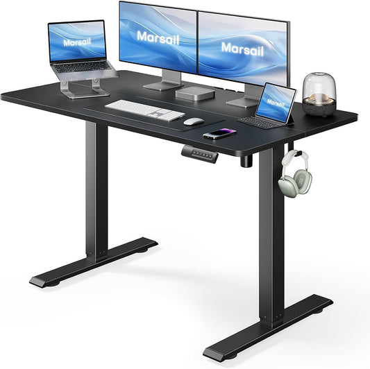 Standing Desk Adjustable Height Stand up Home Office Desk,‎ 48X24 Inch Electric Standing Computer Desk, with 4 Memory Presets, Headphone Hook, Cable Organizer, Black-0