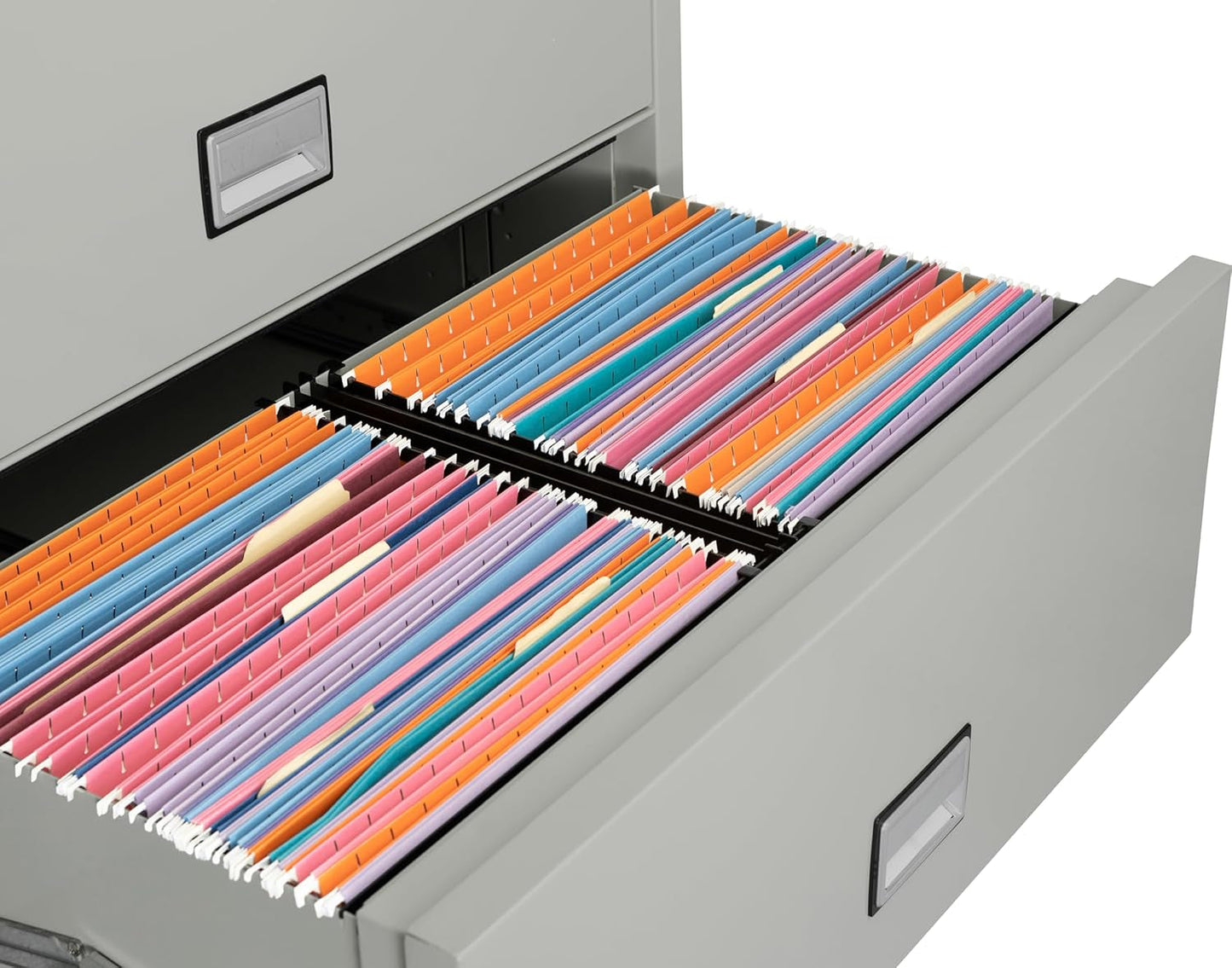 Lateral 38 Inch 4-Drawer Fireproof File Cabinet with Key Lock, Water Seal, Light Gray,-4