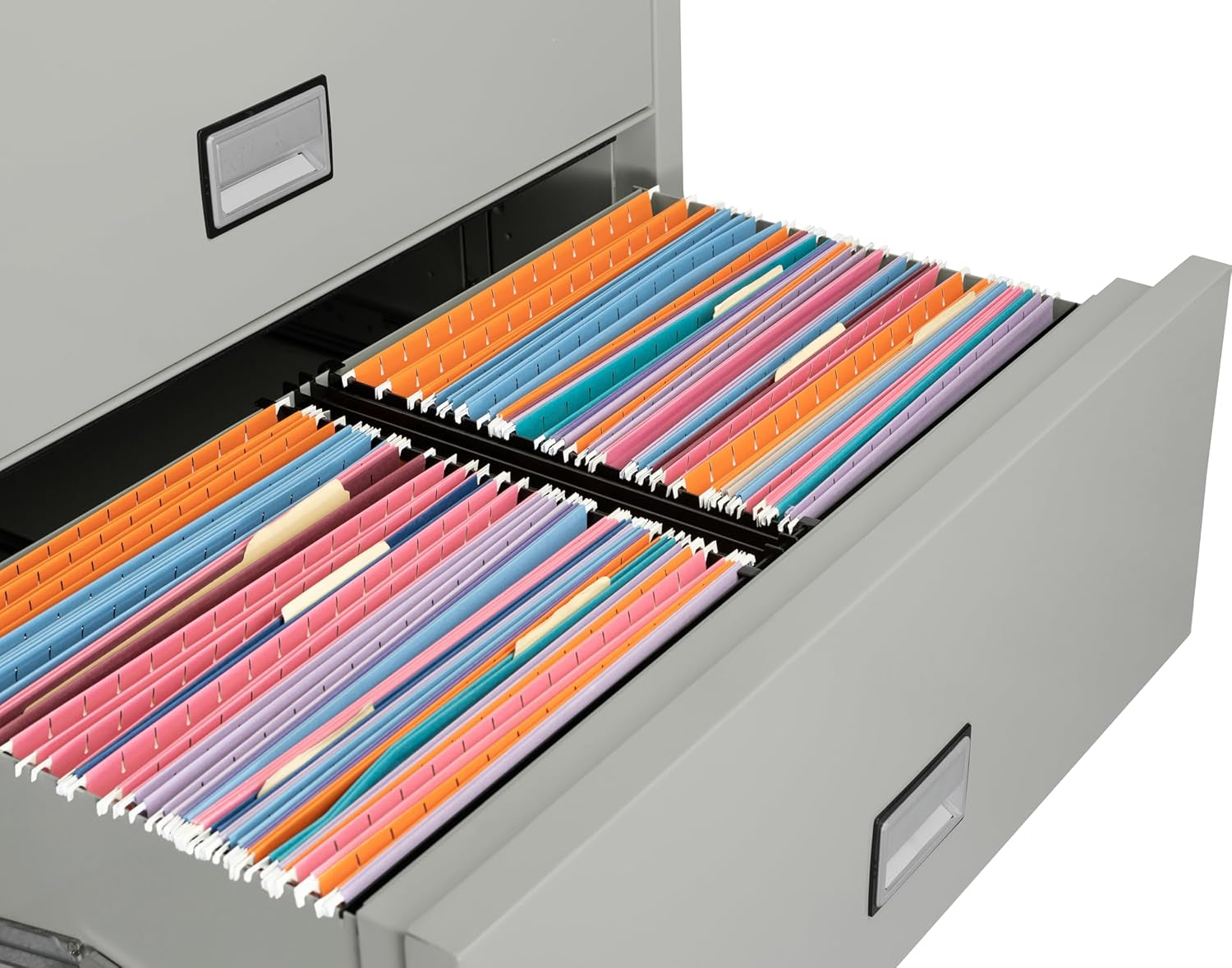 Lateral 38 Inch 4-Drawer Fireproof File Cabinet with Key Lock, Water Seal, Light Gray,-4