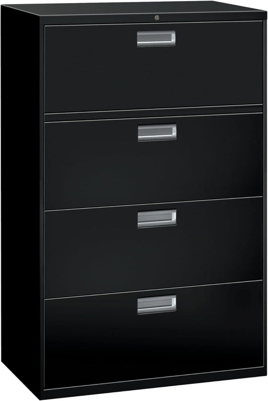 Adjustable Hangrails for A4, Legal, Letter Files Lock-600 Series Lateral Office Storage Locking Metal Cabinet 36" W X 18" D, 4 Drawers, Black-0