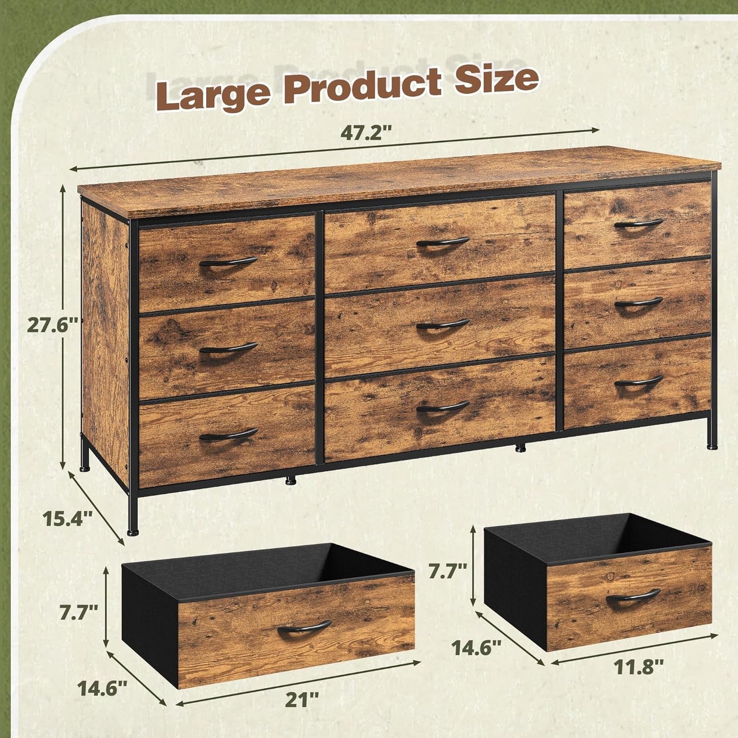 9 Drawer Dresser TV Stand for 60 Inch TV-3