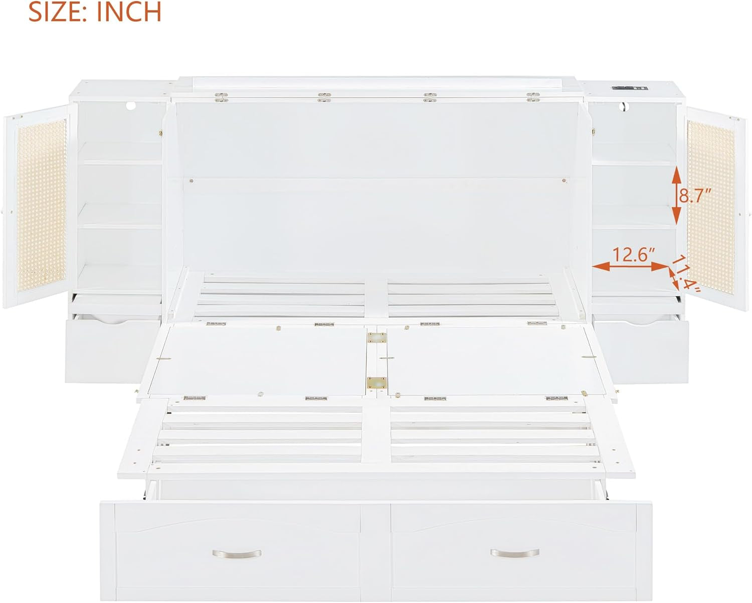 Full Size Murphy Bed with Drawer and Storage Cabinets-4