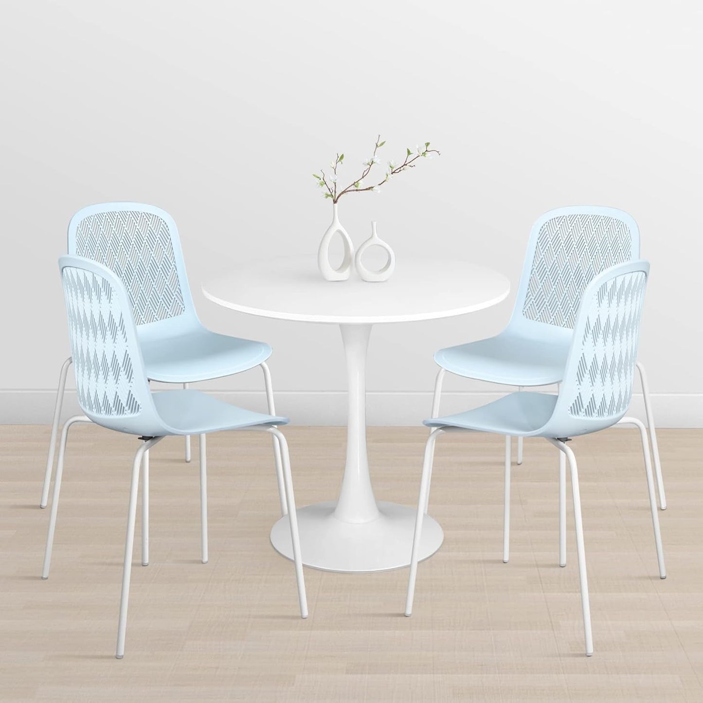 Armless Modern Chairs with Metal Legs for Living, Bedroom, Kitchen, Dining, Lounge Waiting Room, Restaurants, Cafes, Set of 4-1