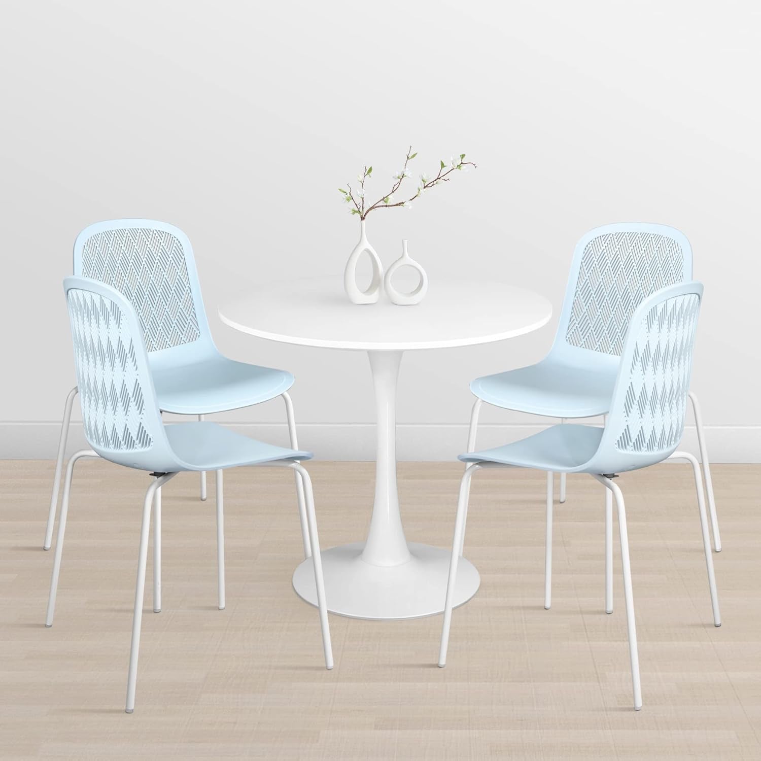 Armless Modern Chairs with Metal Legs for Living, Bedroom, Kitchen, Dining, Lounge Waiting Room, Restaurants, Cafes, Set of 4-1