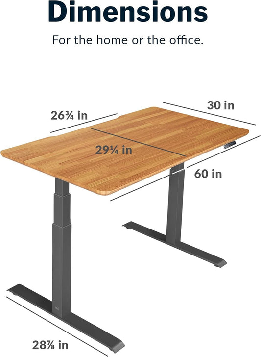 Electric Standing Desk - 60X30 desk, Adjustable Height Stand up Desk - Dual Motor with Memory Presets, Stable T-Style Legs- Home Office Essentials Computer Desk - Butcher Block-1