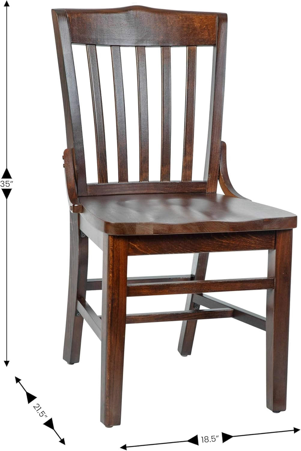 Hercules Series School House Back Mahogany Wood Dining Chair, Traditional Elegant Wood Restaurant Chair, Walnut Wood-2