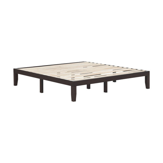 14 Inch King Size Rubber Wood Platform Bed Frame with Wood Slat Support-1
