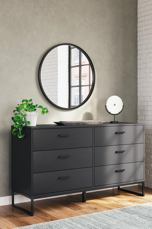 Socalle Modern 6-Drawer Dresser with Safety Stop, Black-1