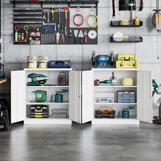 Metal Storage Cabinet with 2 Doors, Lockable Steel Storage Cabinet with 2 Doors and Adjustable Shelves, Steel Lockable File Cabinet, Locking Tool Cabinets for Office,Home,Garage-1