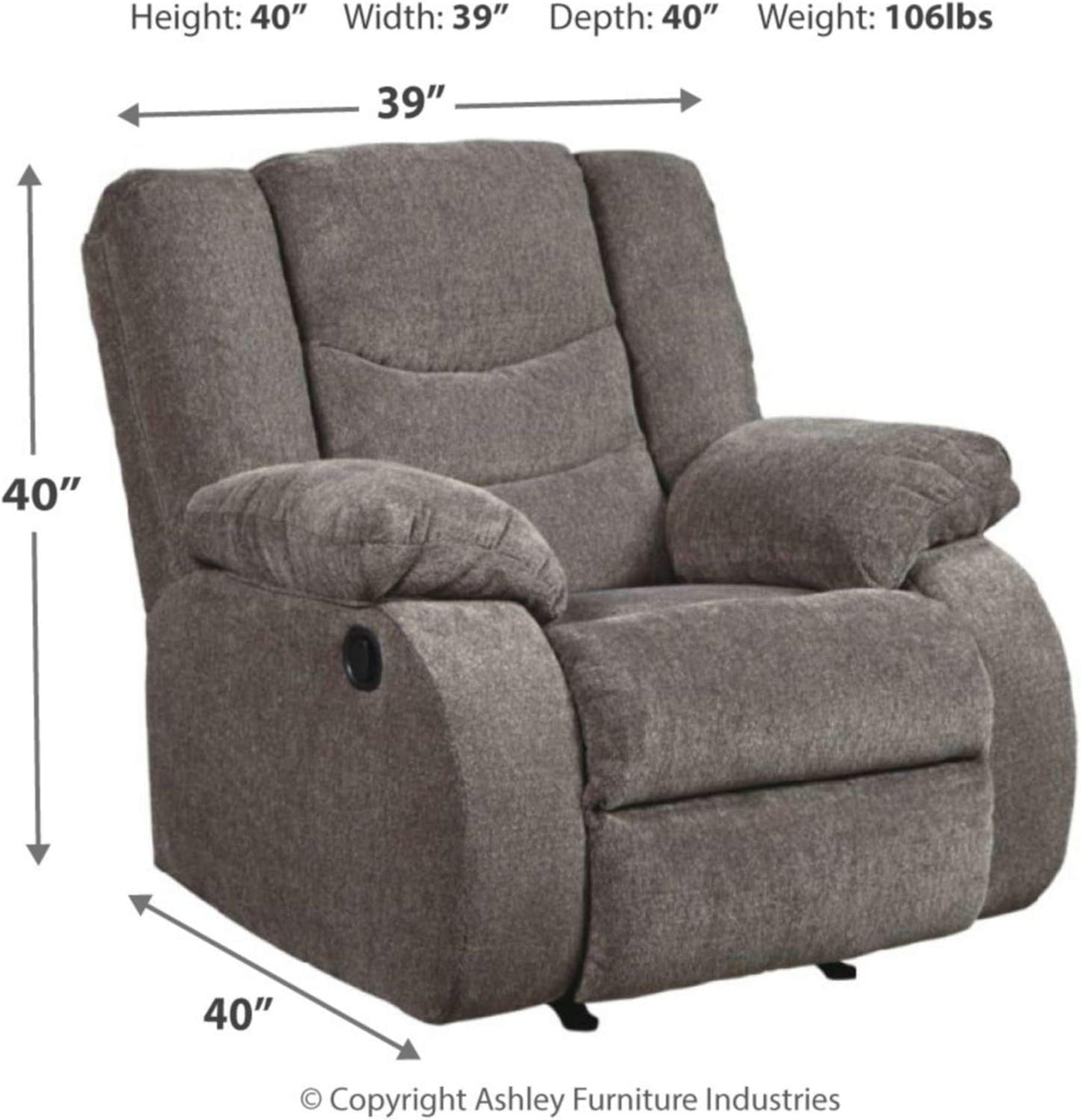 Tulen Modern Manual Pull Tab Rocker Recliner, Dark Gray-2