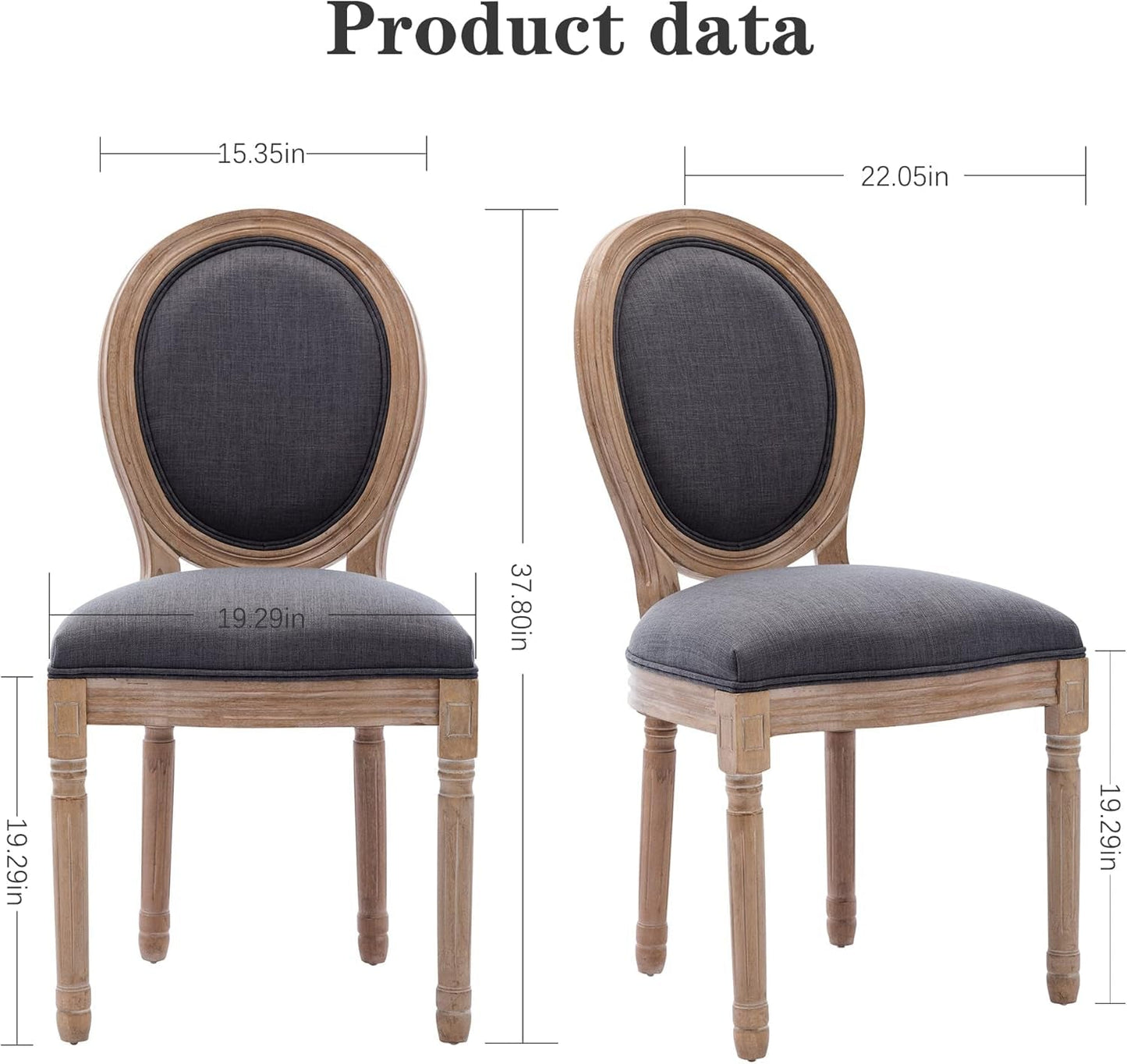 French Country Dining Chairs Set of 4, Farmhouse Dining Chairs, Wood round Back Dining Room Chair, for Dining Room/Living Room/Bedroom-2