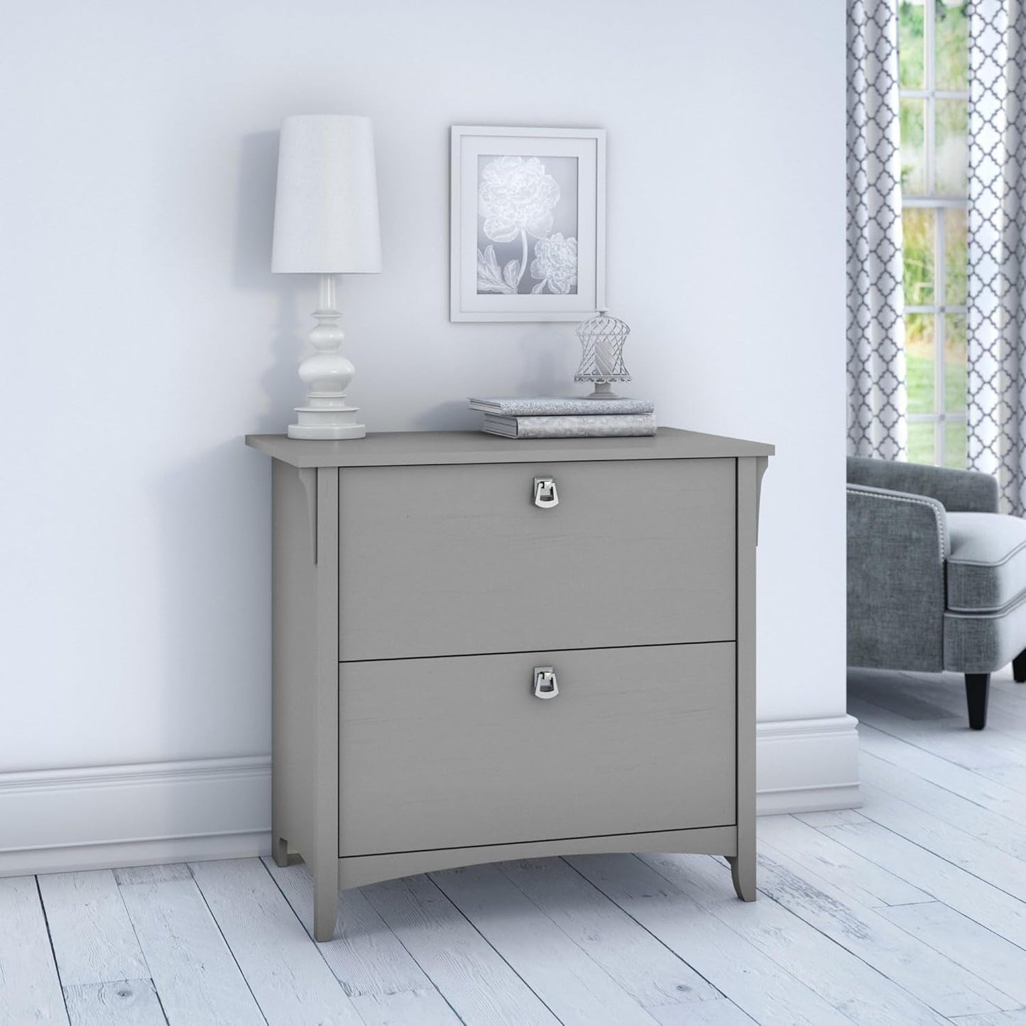 Bush Furniture Salinas 2 Drawer Lateral File Cabinet in Cape Cod Gray, Home Office Storage Solution, Organizer with Drawers for Workspace, Filing Unit-1