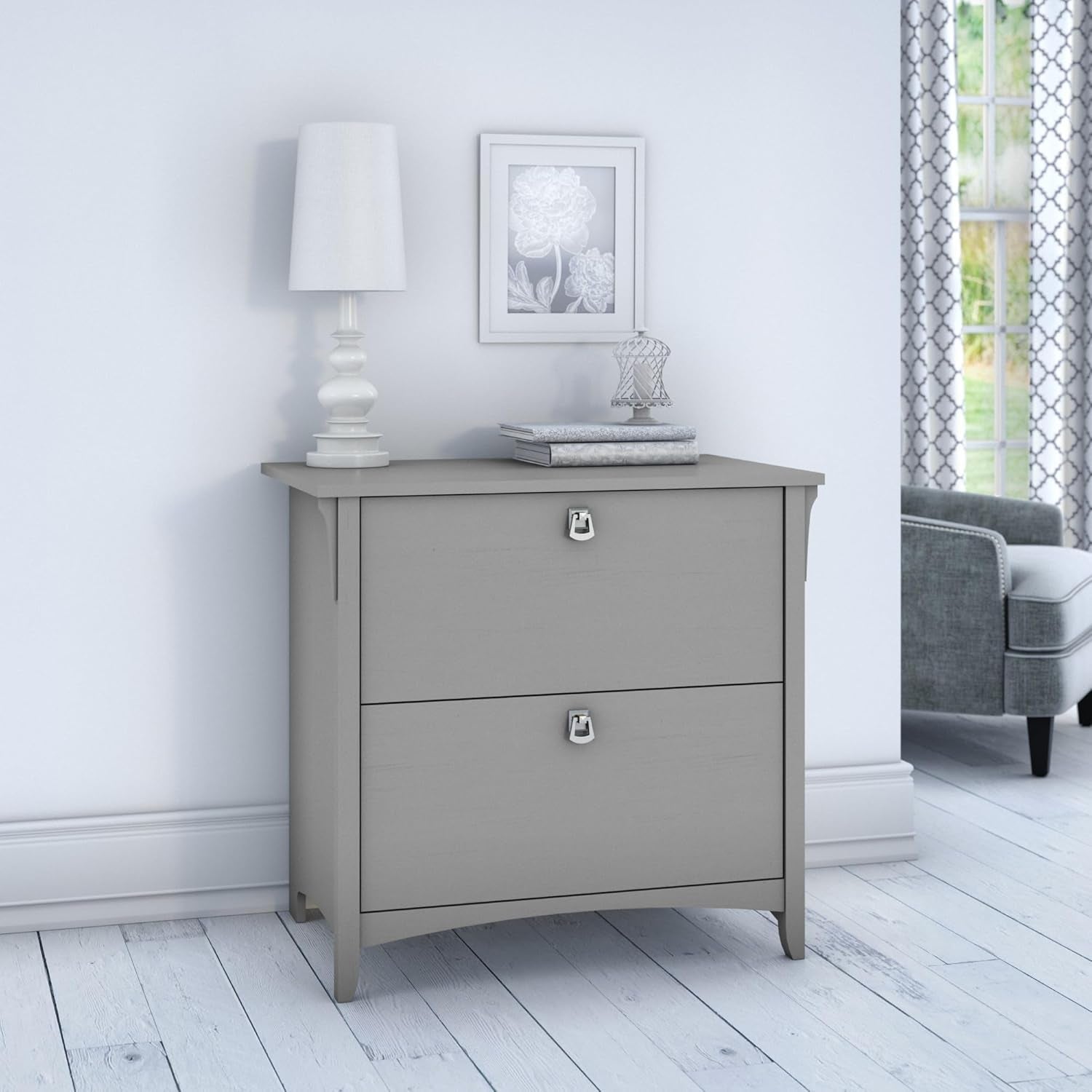 Bush Furniture Salinas 2 Drawer Lateral File Cabinet in Cape Cod Gray, Home Office Storage Solution, Organizer with Drawers for Workspace, Filing Unit-1