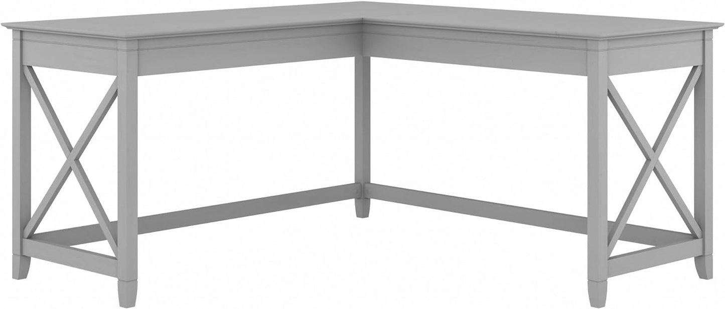 Bush Furniture Key West 60W Modern Farmhouse L Shaped Desk in Cape Cod Gray | 60-Inch Corner Table for Home Office-0