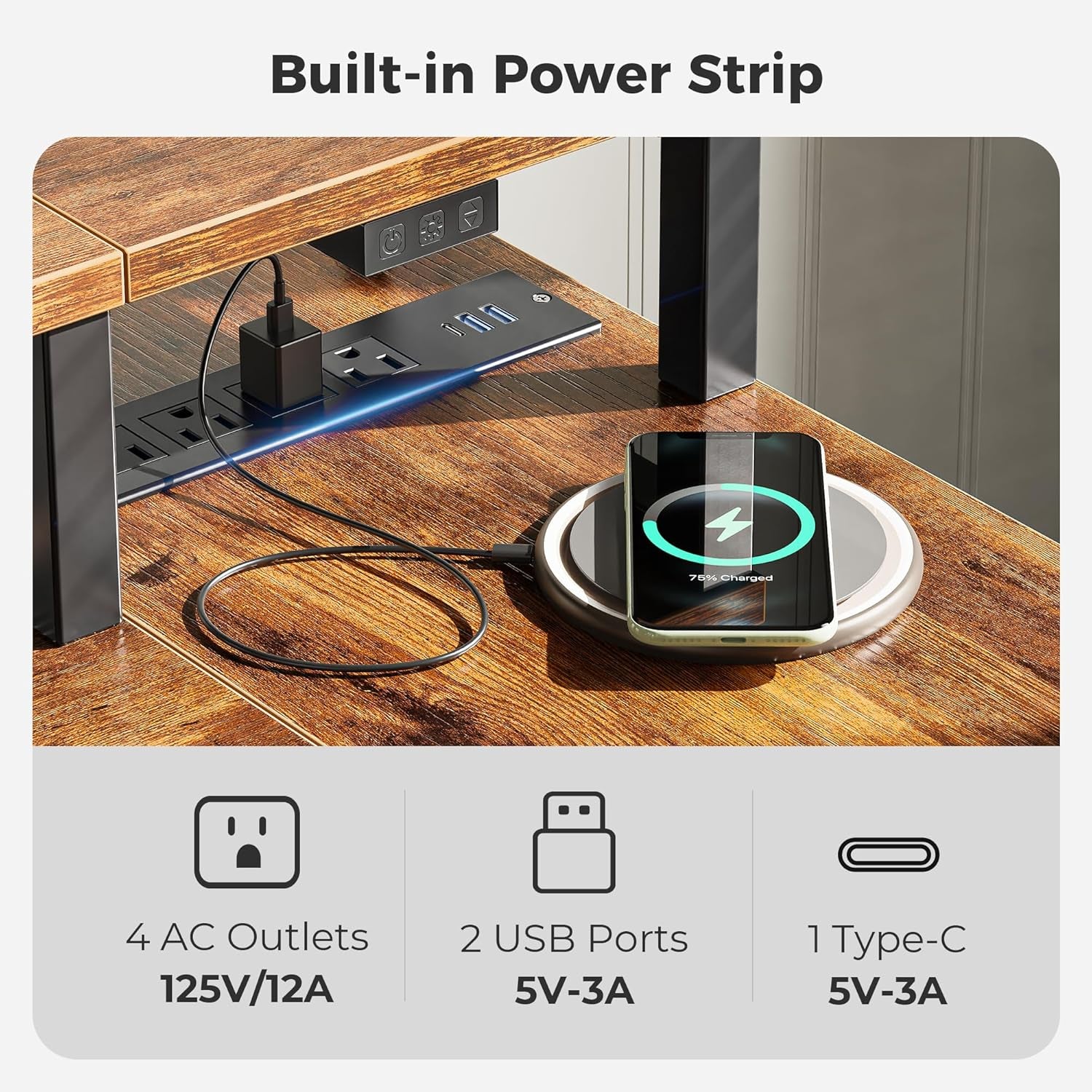 47" Reversible L Desk with LED & Power-3