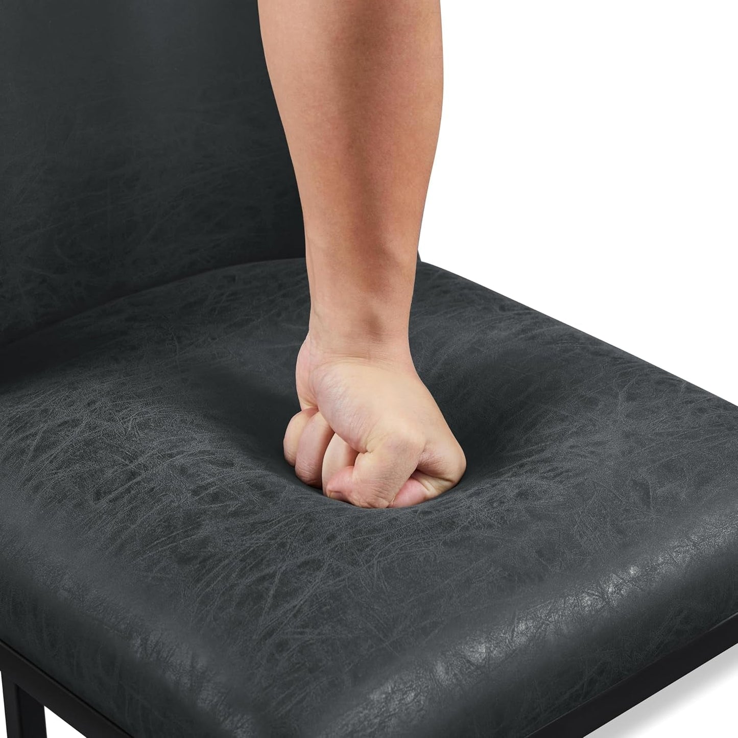 Counter Height Bar Stools 24'' Bar Stools Set of 2 Leather Bar Chairs Modern Upholstered Barstools with Back for Kitchen Counter, Dark Gray-4