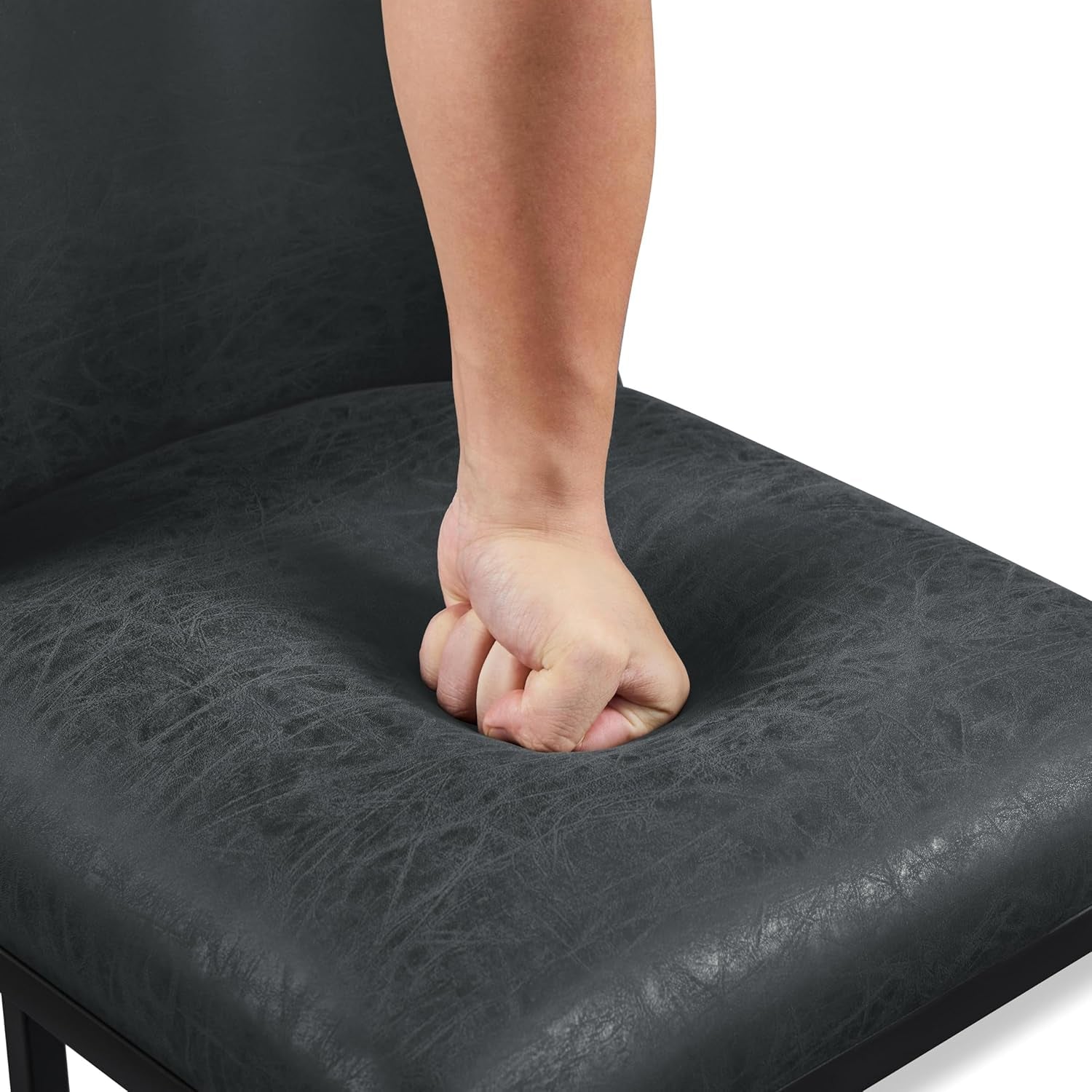 Counter Height Bar Stools 24'' Bar Stools Set of 2 Leather Bar Chairs Modern Upholstered Barstools with Back for Kitchen Counter, Dark Gray-4