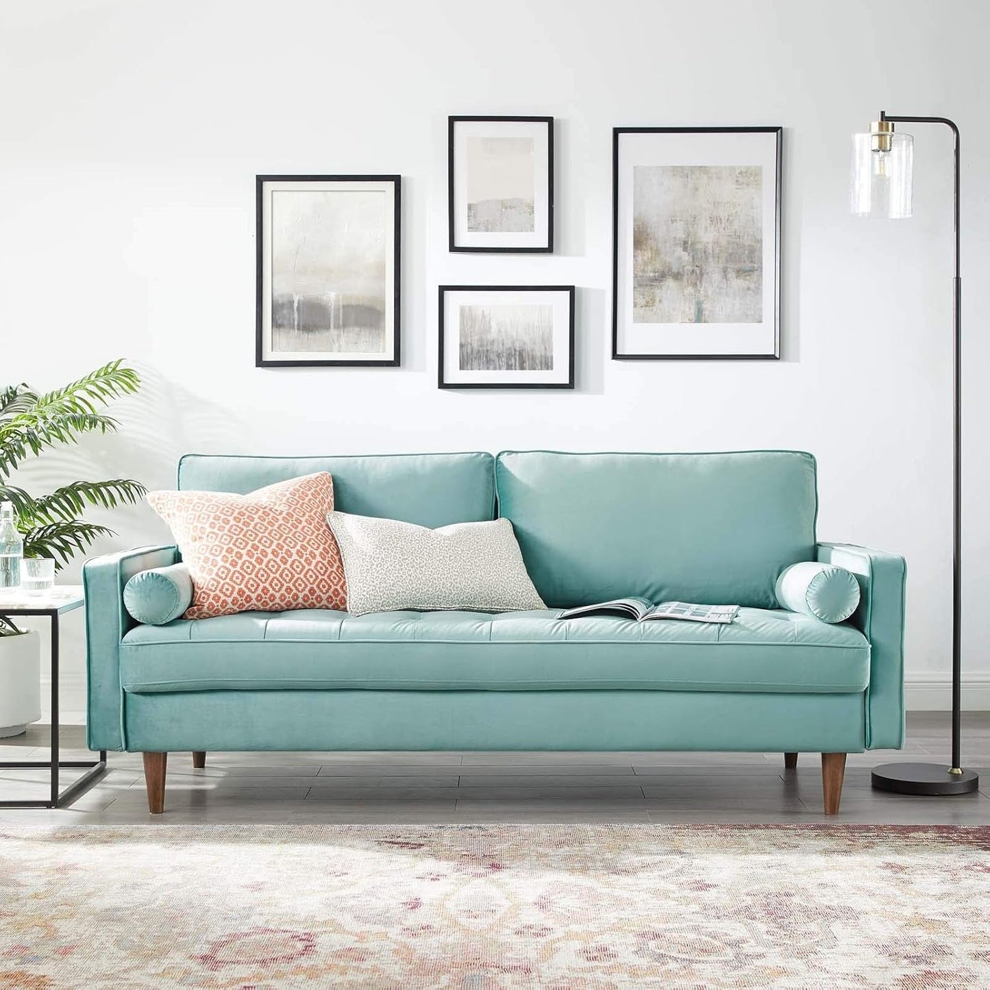 EEI-3764-MIN Valour Performance Velvet Sofa, Mint-0