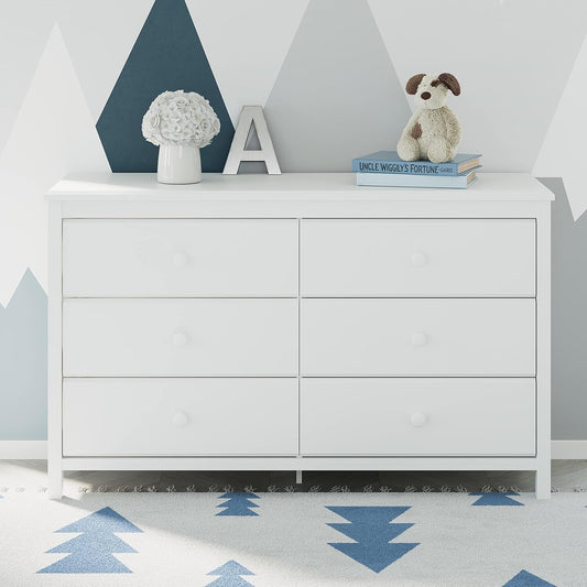 White 6 Drawer Double Dresser Nursery Kids-0