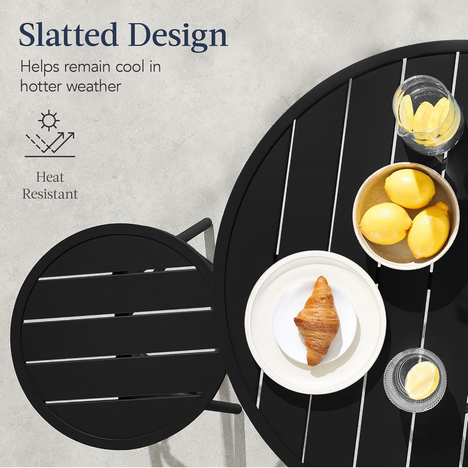 3 Piece Bar Height Patio Bistro Set, Patio Furniture Set, Outdoor round Bar Table, Steel W/Backless Bar Stools - Black-3